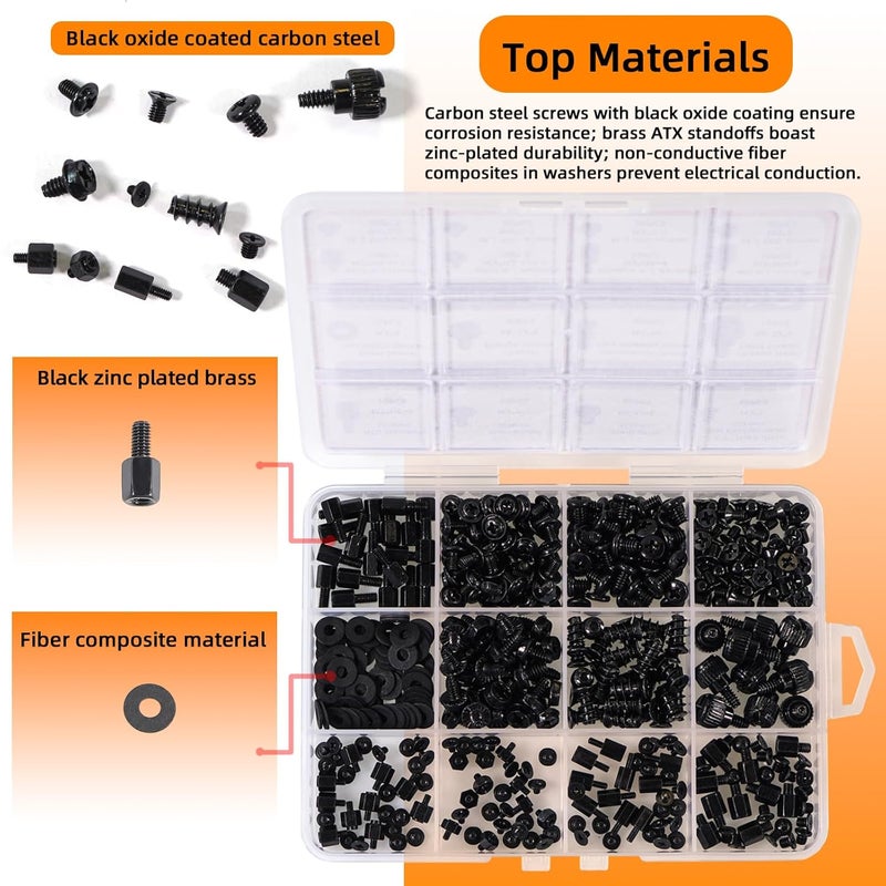 ATHYUTH Store 450-Piece Computer Screw Kit for PC Building and Repairing - Includes M.2 SSD Mounting Screws, Motherboard Standoff Screw, PC Case, SSD, HDD & Fan Screws | All-in-One Repair Kit - Image 3